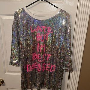 Oversized Sequin Shirt Dress